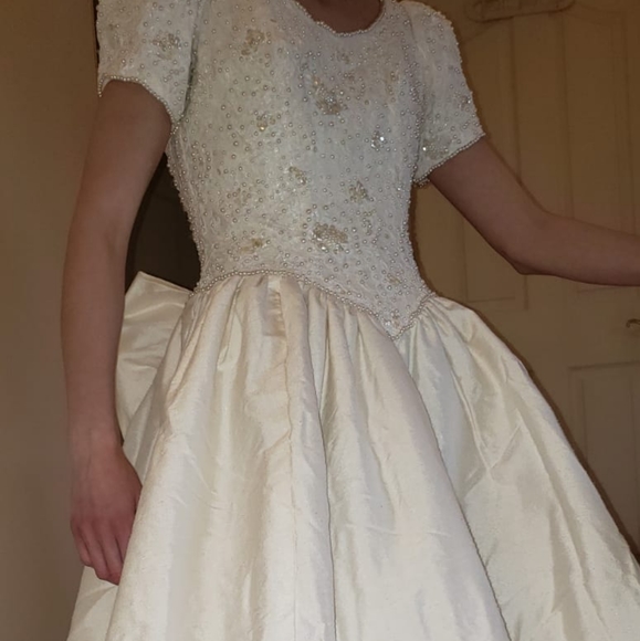 Vintage 90s Mori Lee Silk Wedding Dress - Picture 8 of 16
